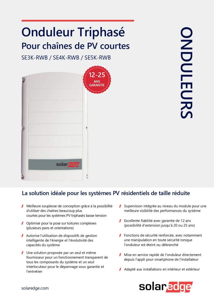 Onduleur Triphasé pour chaînes de PV courtes